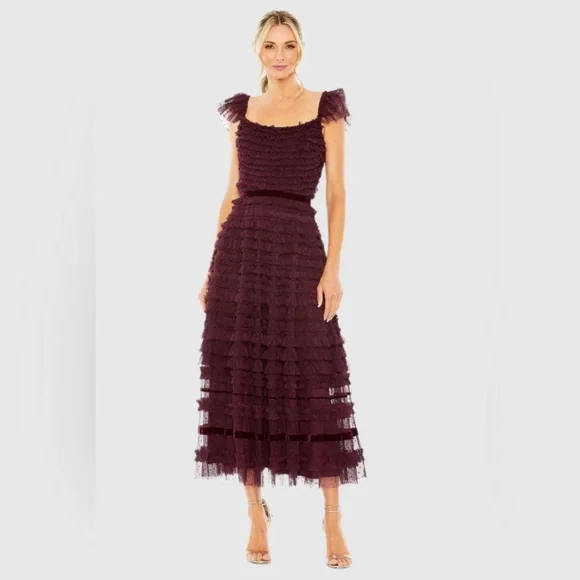 fitted lace wedding dress Purple Floral Chiffon Cap Sleeve Gown main image 1